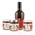 .Sycylijskie Pomidory - oliwa INTENSO + pesto alla Traopanese + bruschetta z bakłażanem i bazylią