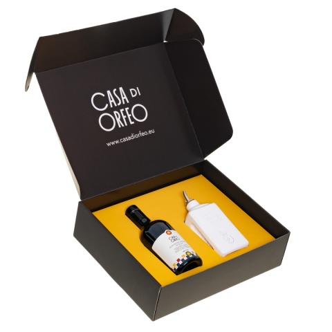 Włoski prezent - oliwa EVO + oliera Lattina Bianco 300 ml