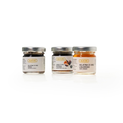 Zestaw - galaretka z czerwonego wina, figa, galaretka z wina liquoroso 3x40 g